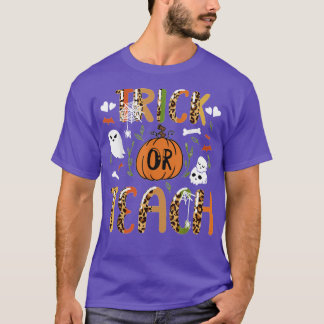 Groovy Halloween Trick or Teach Thanksgiving  T-Shirt