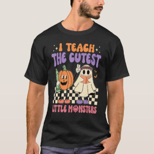 Groovy Halloween Trick Teach The Cutest Little Mon T-Shirt
