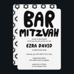 Groovy Handlettering Custom BAR Mitzvah Bold Stars Invitation<br><div class="desc">Perfect card to announce a bar mitzvah! Hand made art for you with handlettering on the front and a pattern on the back side! FULLY CUSTOMIZABLE! Click on “Personalise” above to edit the text. Click "edit using design tool" to adjust the fonts, colours and placements and to delete the back...</div>
