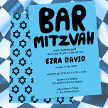 Groovy Handlettering Custom BAR Mitzvah Bold Stars Invitation<br><div class="desc">Perfect card to announce a bar mitzvah! Hand made art for you with handlettering on the front and a pattern on the back side! FULLY CUSTOMIZABLE! Click on “Personalise” above to edit the text. Click "edit using design tool" to adjust the fonts, colours and placements and to delete the back...</div>