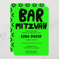 Groovy Handlettering Custom BAR Mitzvah Neon Stars