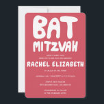 Groovy Handlettering Custom Bat Mitzvah Pink Stars Invitation<br><div class="desc">Perfect card to announce a bat mitzvah! Hand made art for you with handlettering on the front and a pattern on the back side! FULLY CUSTOMIZABLE! Click on “Personalise” above to edit the text. Click "edit using design tool" to adjust the fonts, colours and placements and to delete the back...</div>