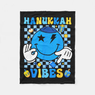 Groovy Hanukkah Vibes Chanukah Pajama Happy Hanukk Fleece Blanket