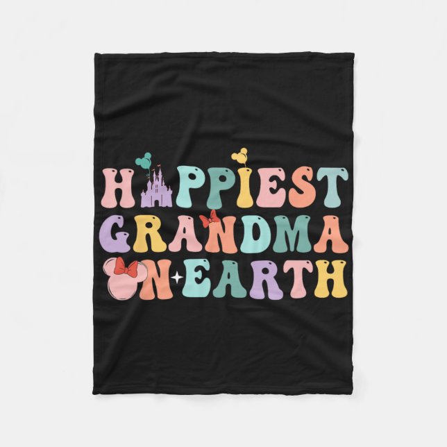 Groovy Happiest Grandma On Earth  Fleece Blanket (Front)