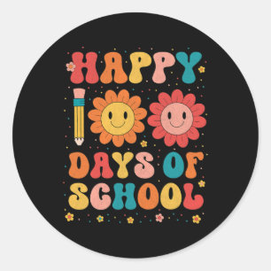 Groovy Happy 100 Days Of School Teacher 100th Day  Classic Round Sticker