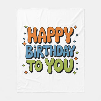 Groovy Happy Birthday Fleece Blanket