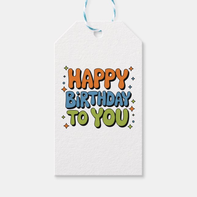 Groovy Happy Birthday Gift Tags (Front)