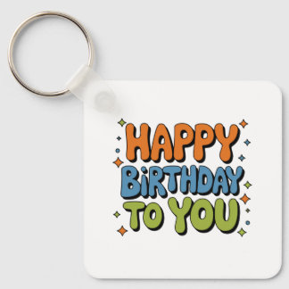 Groovy Happy Birthday Key Ring