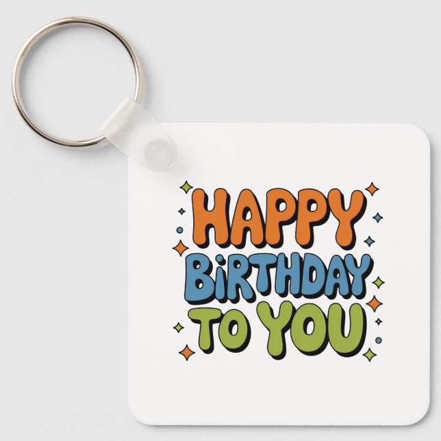 Groovy Happy Birthday Key Ring (Front)