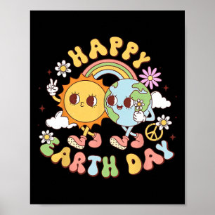 Groovy Happy Earth Day Teacher Kids  Poster