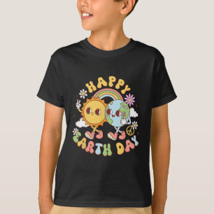 Groovy Happy Earth Day Teacher Kids  T-Shirt