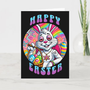 Groovy Happy Easter Bunny Smoking Weed Funny Card