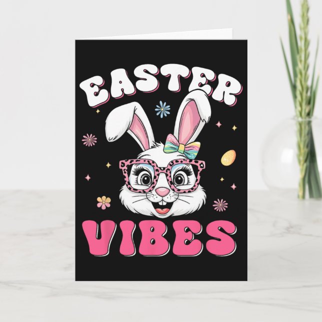 Groovy Happy Easter Cute Bunny Rabbit Face Womens  Card (Front)