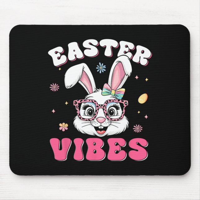Groovy Happy Easter Cute Bunny Rabbit Face Womens  Mouse Pad (Front)