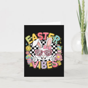 Groovy Happy Easter Vibes Bunny Women Girls Card