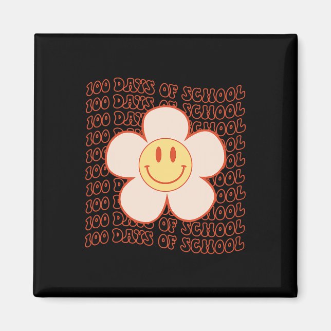 Groovy Happy Face 100 Days Of School Cute 100th Da Magnet (Front)