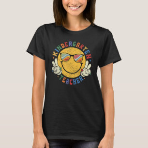 Groovy Happy Face Smile Kindergarten Teacher Back T-Shirt