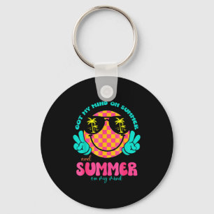 Groovy Happy Face Summer Vibes Got My Mind On Summ Key Ring