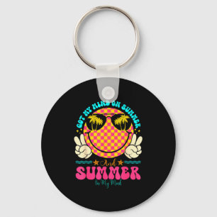 Groovy Happy Face Summer Vibes Got My Mind On Summ Key Ring