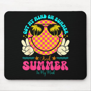 Groovy Happy Face Summer Vibes Got My Mind On Summ Mouse Pad