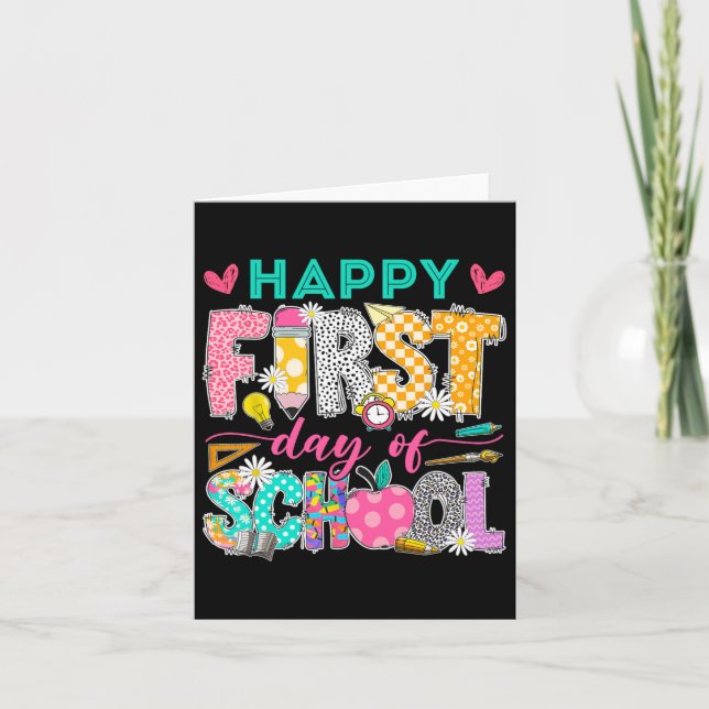 Groovy Happy First Day Of School Back To School St Card (Front)