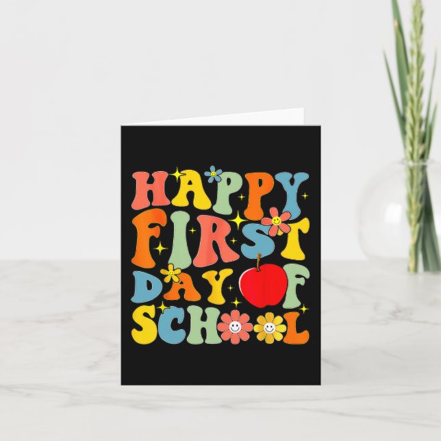 Groovy Happy First Day Of School Back To School Te Card (Front)