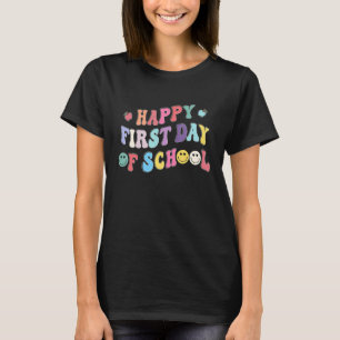 Groovy Happy First Day Retro Teacher Students Back T-Shirt