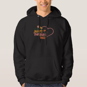 Groovy Happy Mother s Day Hippie Heart Retro Face  Hoodie