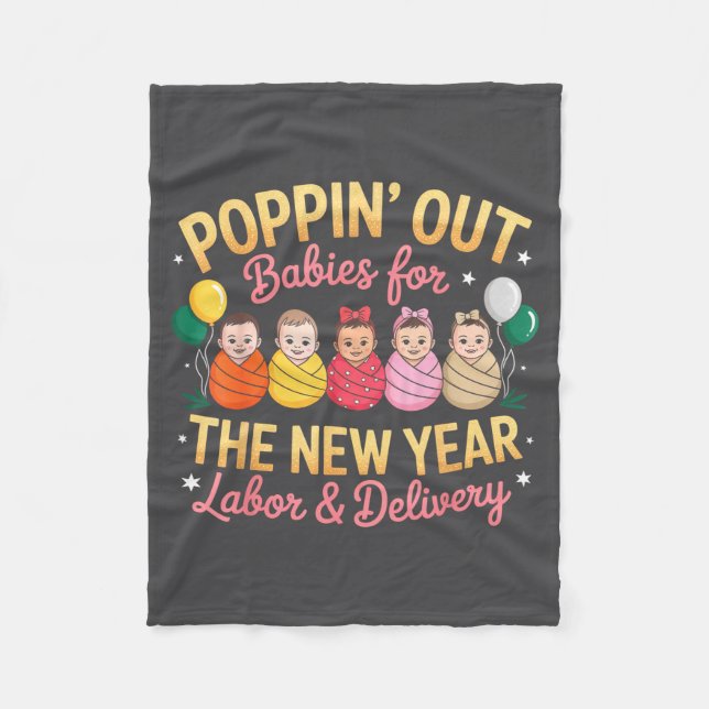 Groovy Happy New Year Labor And Delivery L&amp;d N Fleece Blanket (Front)