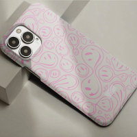 Groovy Happy Retro Smile Face Pattern Sand Pink