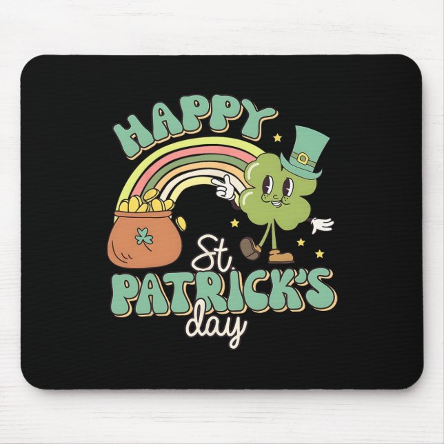 Groovy Happy St Patricks Day Shamrock Clover For W Mouse Pad (Front)
