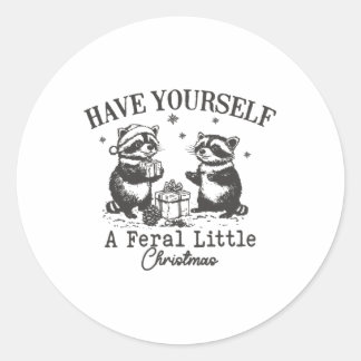 Groovy Have Yourself A Feral Little Christmas Sant Classic Round Sticker
