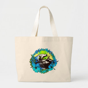 Groovy Hawaiian Surfer 1960s Retro Graphic Large Tote Bag