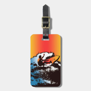 Groovy Hawaiian Surfer 1960's Retro Graphic Luggage Tag