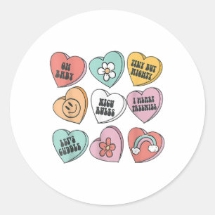 Groovy Heart Candy Nicu Nurse Valentines Day Gifts Classic Round Sticker