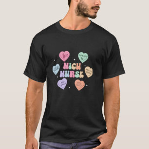 Groovy Heart Candy NICU Nurse Valentines Day Long  T-Shirt