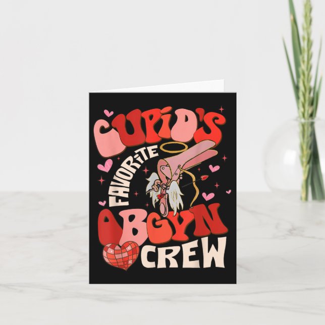 Groovy Heart Disco Cupids Favourite Obgyn Crew Val Card (Front)