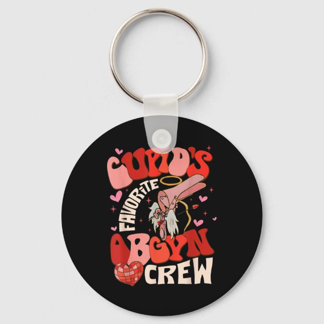 Groovy Heart Disco Cupids Favourite Obgyn Crew Val Key Ring (Front)
