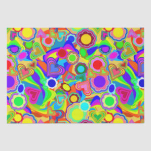 Groovy Hearts Flowers Tissue Paper