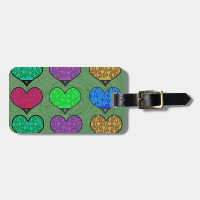 Groovy Hearts of Lava Luggage Tag (Front Horizontal)