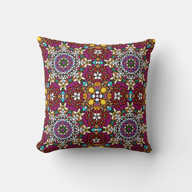Groovy Heavenly Flower Power Throw Pillow (Front)