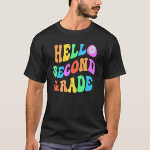 Groovy Hello 2nd Grade Teacher Purple Second Gr Re T-Shirt