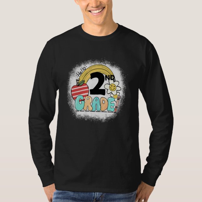 Groovy Hello 2nd Second Grade Teacher Student Back T-Shirt (Front)