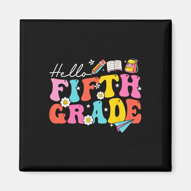 Groovy Hello Fifth Grade 5th Grade Ck To School  Magnet (Front)