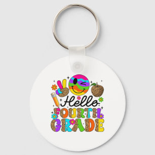 Groovy Hello Fourth Grade Students Leopard 1st Day Key Ring