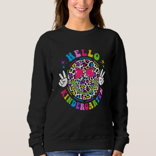 Groovy Hello Kindergarten Vibes Retro Teacher Back Sweatshirt