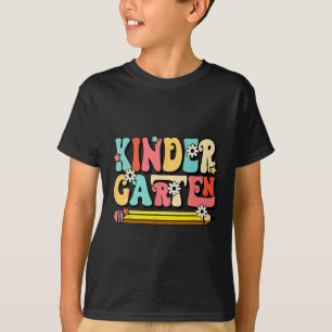 Groovy Hello Kindergarten Vibes Retro Teacher Back T-Shirt