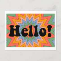Groovy "Hello!" Postcard Retro Original Design