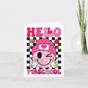 Groovy Hello Preschool Pre-k Students First Day Of Card
