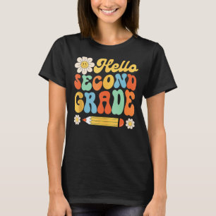 Groovy Hello Second Grade First Day Of School Teac T-Shirt